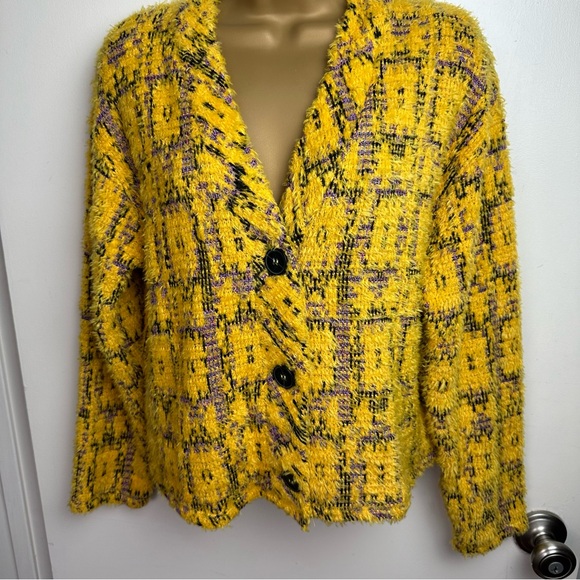 Zara Yellow Co-ord Eyelash Textured Knit 3 Button Clueless Vibes Cardigan NWOT S - Picture 6 of 16